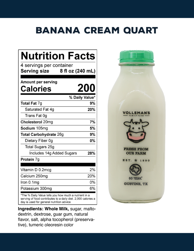 Nutritional facts Banana Cream Quart