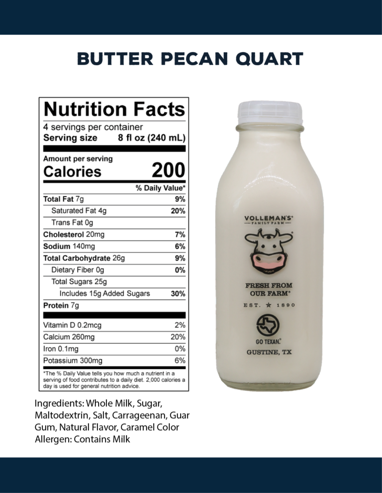 Nutritional facts butter pecan quart
