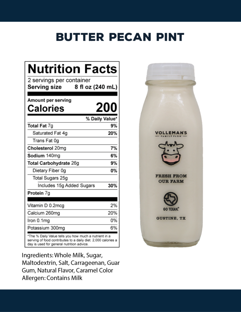 Nutritional facts butter pecan pint