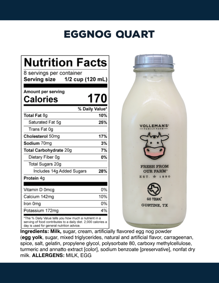 Nutritional facts eggnog quart